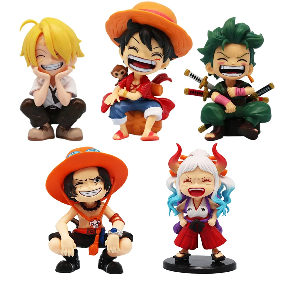 Mini figuras One Piece Q — Luffy, Zoro, Sanji, Ace y Yamato