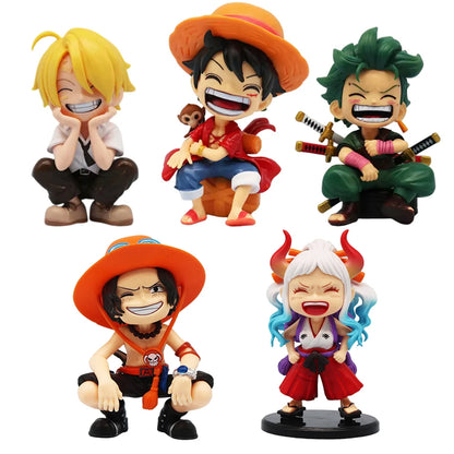 Mini figuras One Piece Q — Luffy, Zoro, Sanji, Ace y Yamato