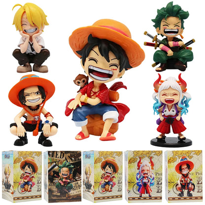Mini figuras One Piece Q — Luffy, Zoro, Sanji, Ace y Yamato