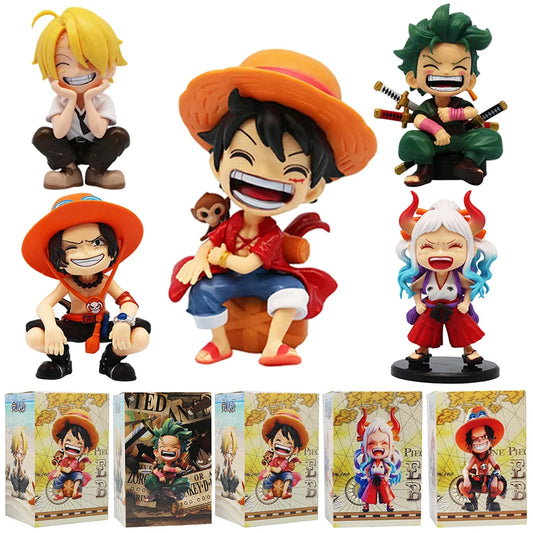 Mini figuras One Piece Q — Luffy, Zoro, Sanji, Ace y Yamato