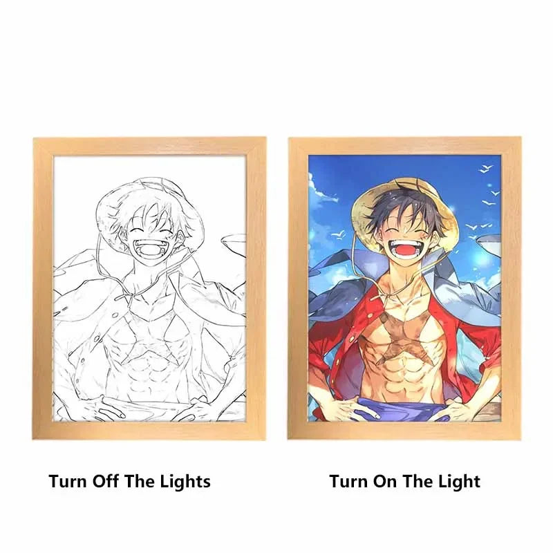Lámpara LED One Piece — Cuadro de madera (23-31 cm)