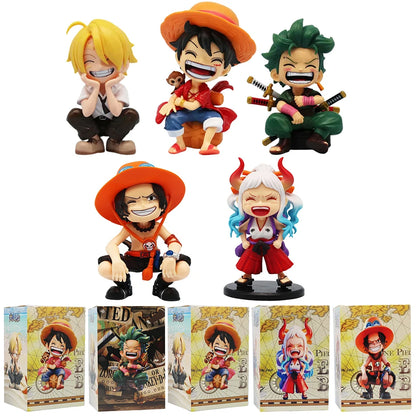 Mini figuras One Piece Q — Luffy, Zoro, Sanji, Ace y Yamato