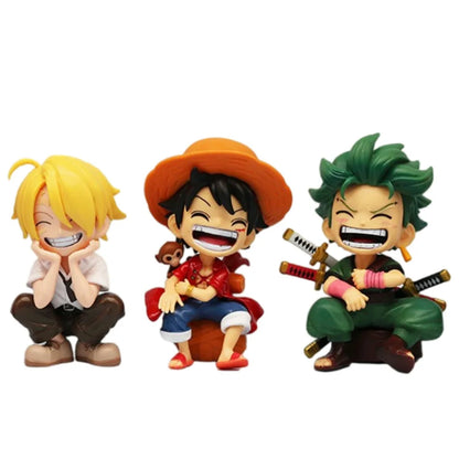 Mini figuras One Piece Q — Luffy, Zoro, Sanji, Ace y Yamato
