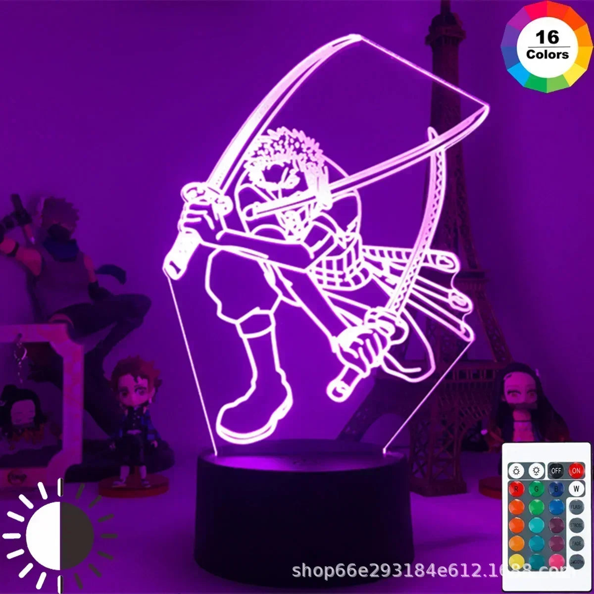 Lámpara LED 3D One Piece — 16 colores + mando