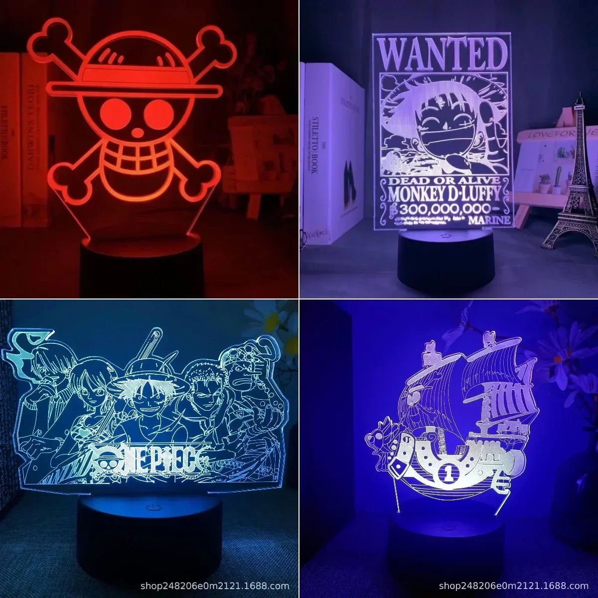 Lámpara LED 3D One Piece — 16 colores + mando