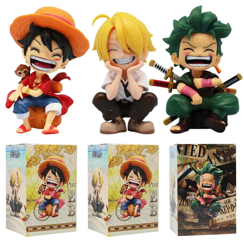 Mini figuras One Piece Q — Luffy, Zoro, Sanji, Ace y Yamato