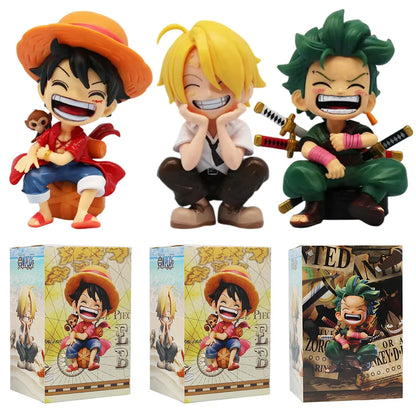 Mini figuras One Piece Q — Luffy, Zoro, Sanji, Ace y Yamato