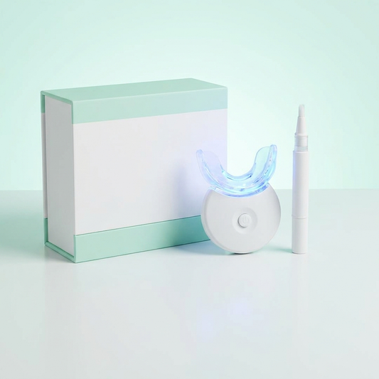 Kit de blanqueamiento dental LED Smiló — dispositivo, gel y packaging