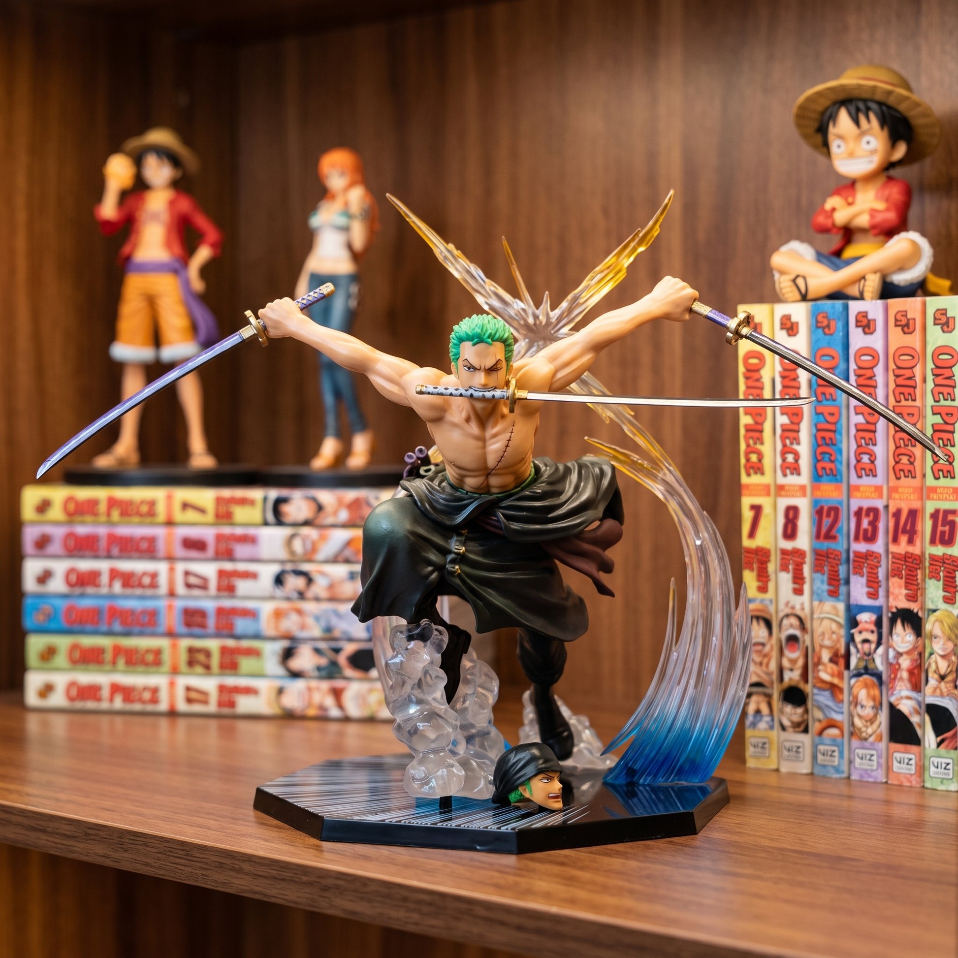 Figura One Piece en estantería